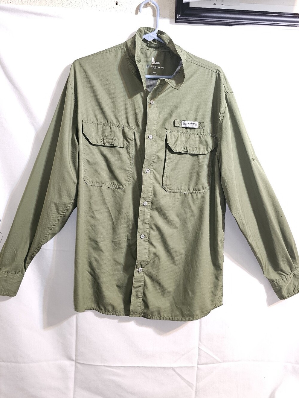 Field & Stream Shirt Mens Large Green Button Down Fisherman Utility Fishing Sz L - Picture 4 of 12